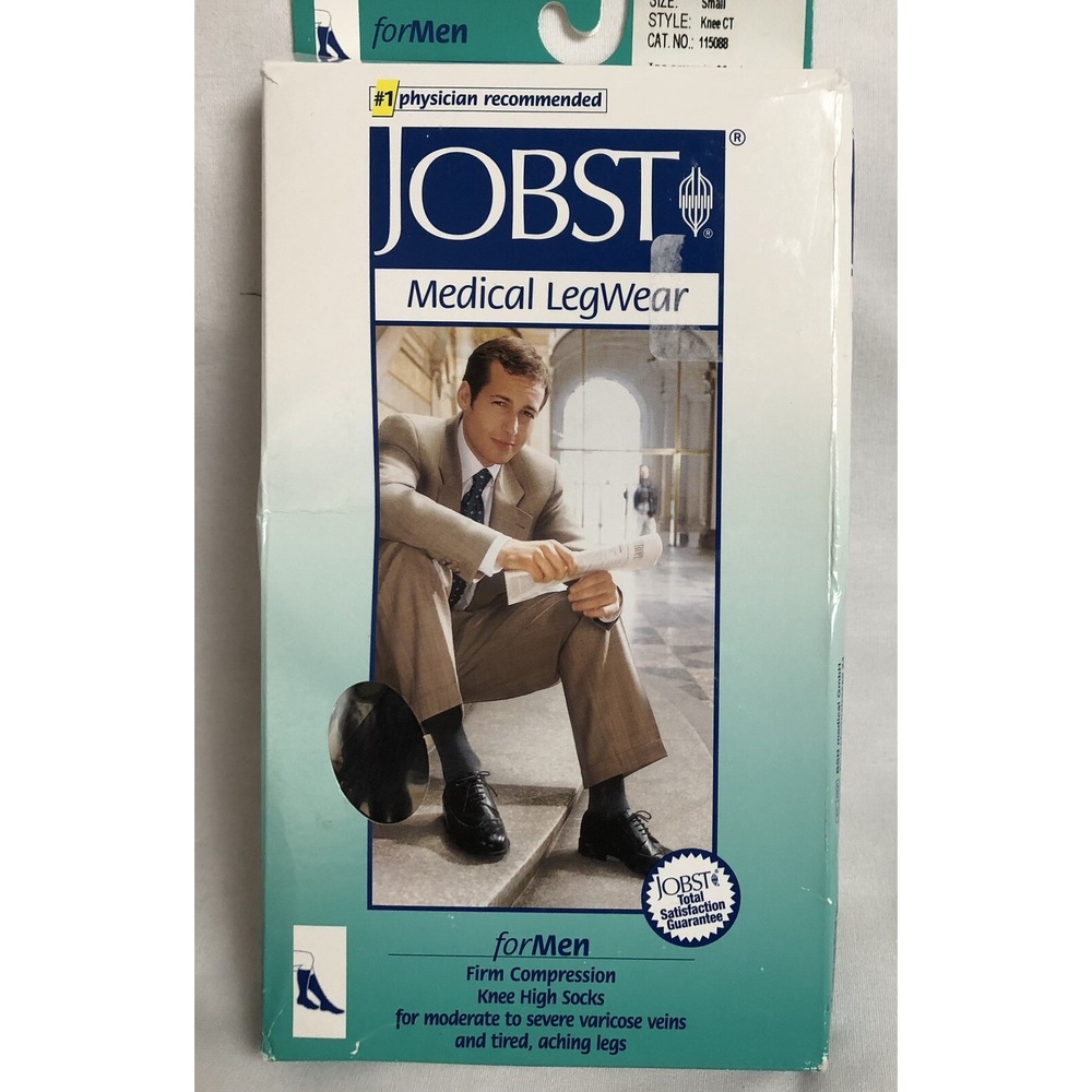 Jobst Medical Knee High Socks Mens Sz S Closed Toe Black Ribbed Support Comfort